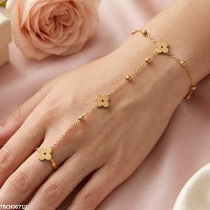 Stainless Steel Flower Angla Bracelet Adjustable