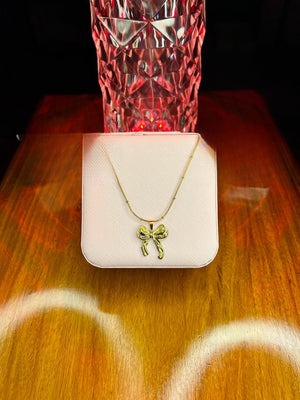 Stainless Steel 18k Luxury Bow Gold Necklace