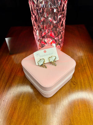Stainless Steel 18k Luxury White Enamel Earrings