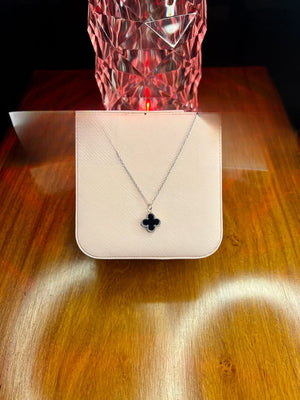 Stainless Steel 18k Silver Chain Clover Necklace