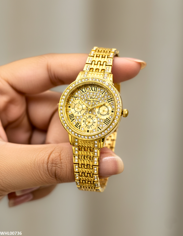 Round Stone Dial Women's Watch