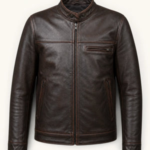 Men's Dark Brown Genuine Leather Jacket – Style 29