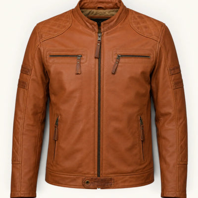 Men's Brown Genuine Leather Jacket – Style 3