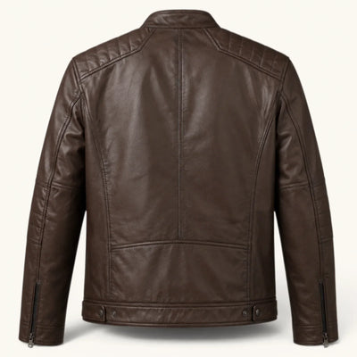 Men's Dark Brown Genuine Leather Jacket – Style 4