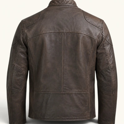 Men's Dark Brown Genuine Leather Jacket – Style 6
