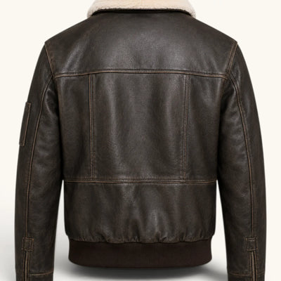 Men's Dark Brown Genuine Leather Jacket – Style 7
