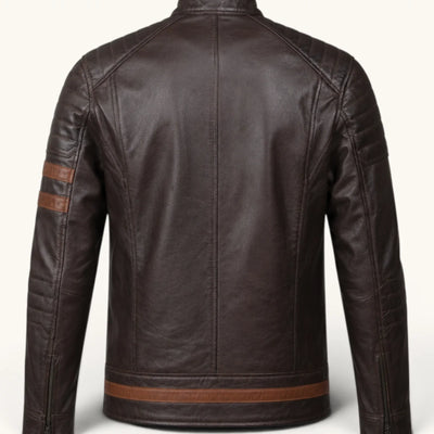 Men's Dark Brown Genuine Leather Jacket – Style 8