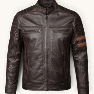 Men's Dark Brown Genuine Leather Jacket – Style 8
