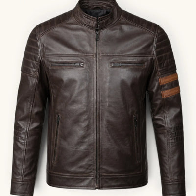 Men's Dark Brown Genuine Leather Jacket – Style 8