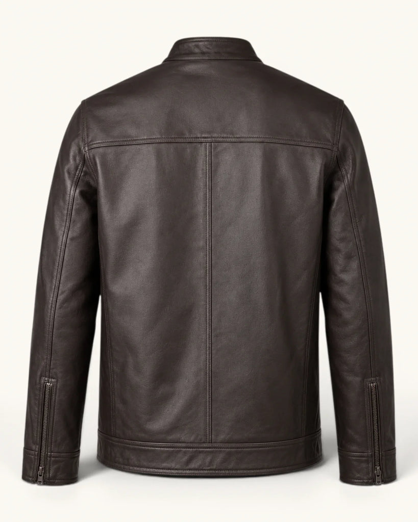 Men's Dark Brown Genuine Leather Jacket – Style 9