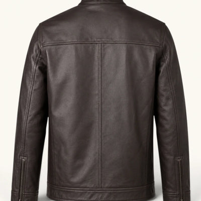 Men's Dark Brown Genuine Leather Jacket – Style 9