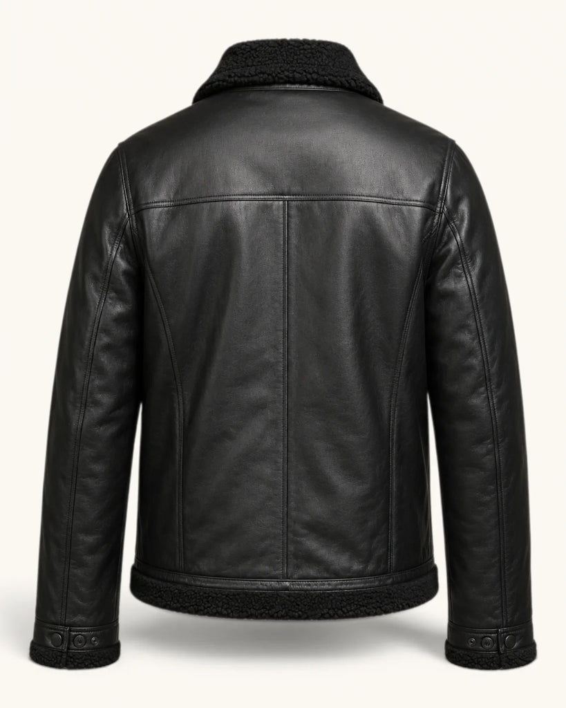 Men's Black Genuine Leather Jacket – Style 16