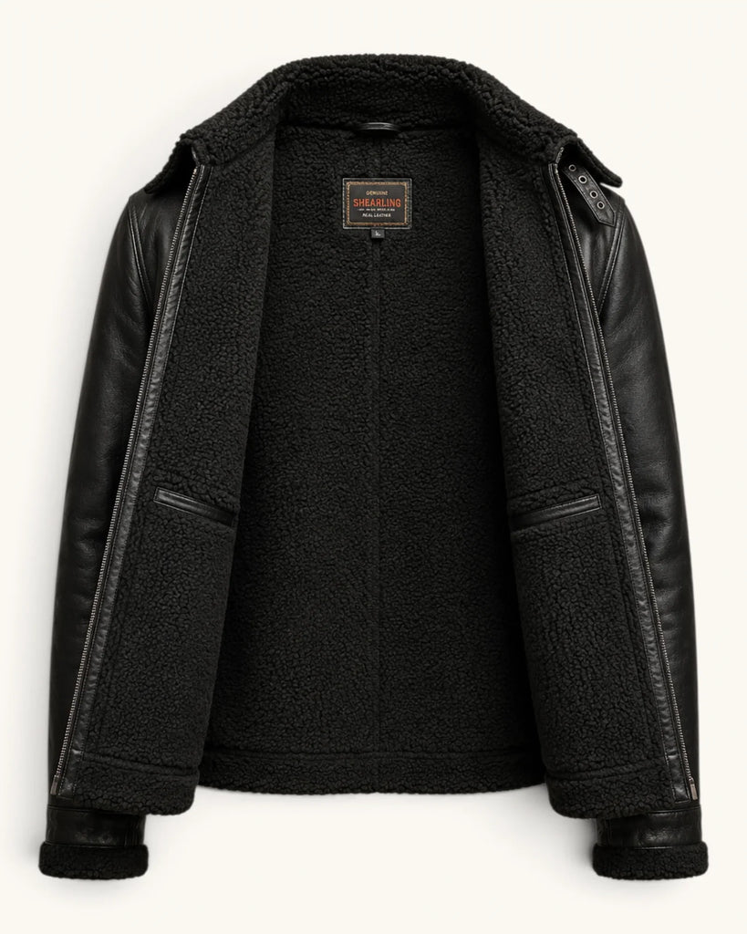 Men's Black Genuine Leather Jacket – Style 16