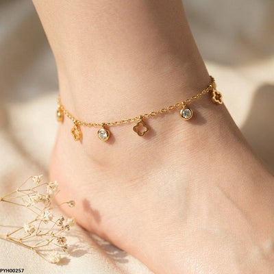 Stainless Steel Clover /Round Drop Anklet