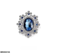 Oval Flower Zircon Broach