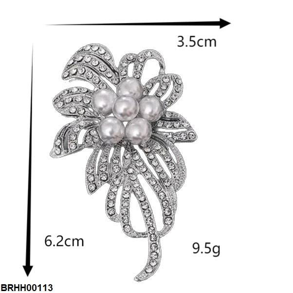 Ribbon Pearl Zircon Broach