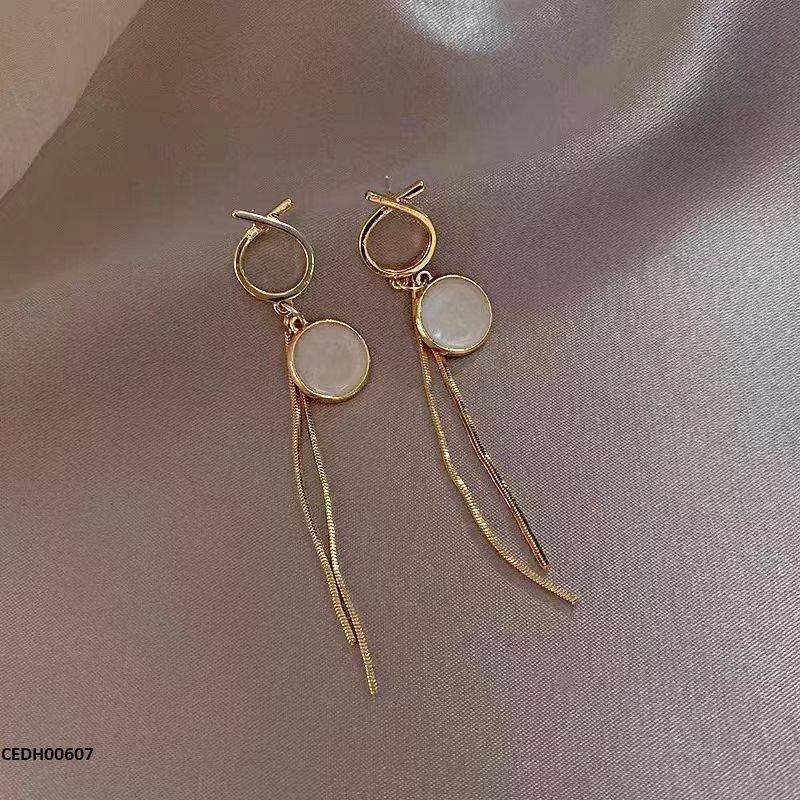 Round Double Chain Drop Earrings