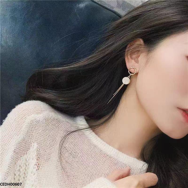 Round Double Chain Drop Earrings
