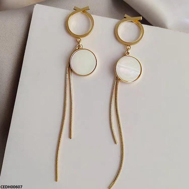 Round Double Chain Drop Earrings