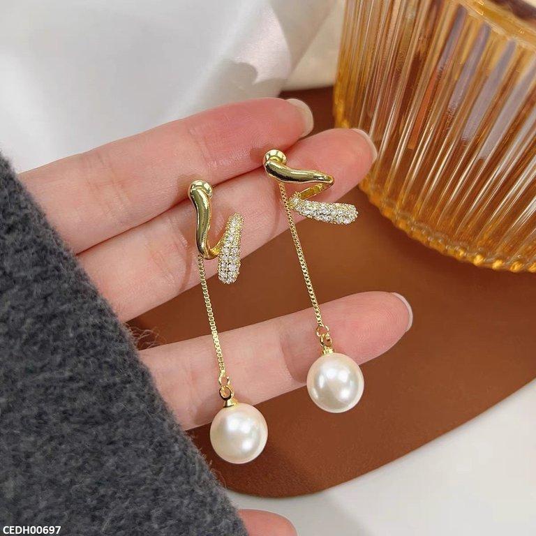 Zigzag/Pearl Drop Earrings