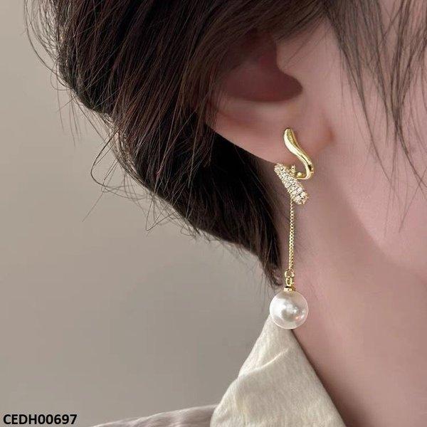 Zigzag/Pearl Drop Earrings