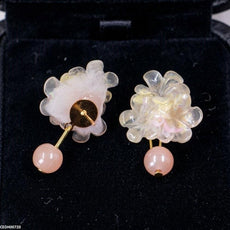 Rose Flower Round Drop Earrings
