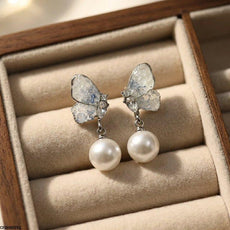 Butterfly Pearl Drop Earrings