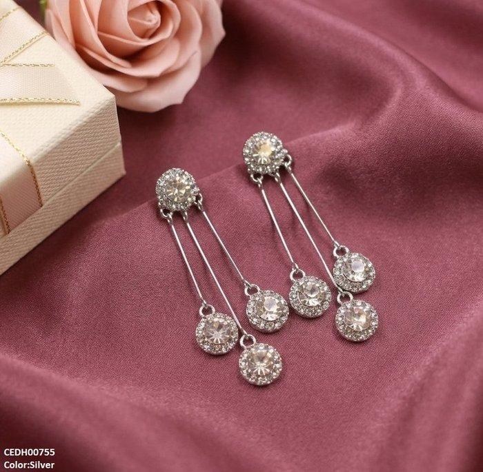 Three Round Layeard Drop Earrings