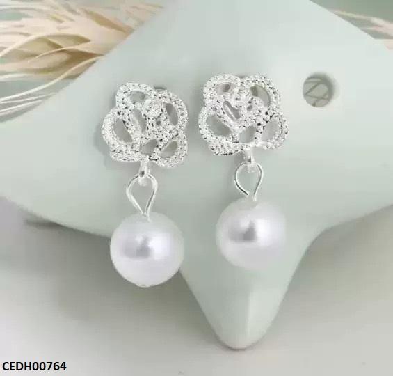 Flower Pearl Drop Earrings
