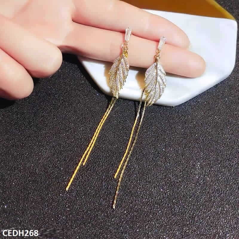 Baguette Leaf's Drop Earrings Pair