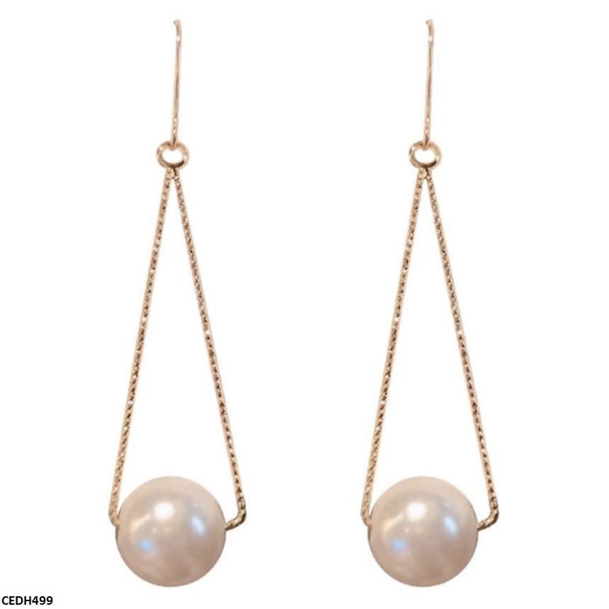 Triangle Pearl Drop Earrings