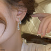 Round Stone Drop Earrings