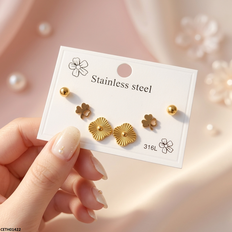 Stainless Steel Flower 3 Tops Pairs
