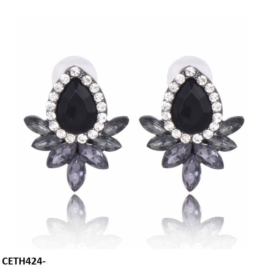 Step Pear Stud Tops Pair