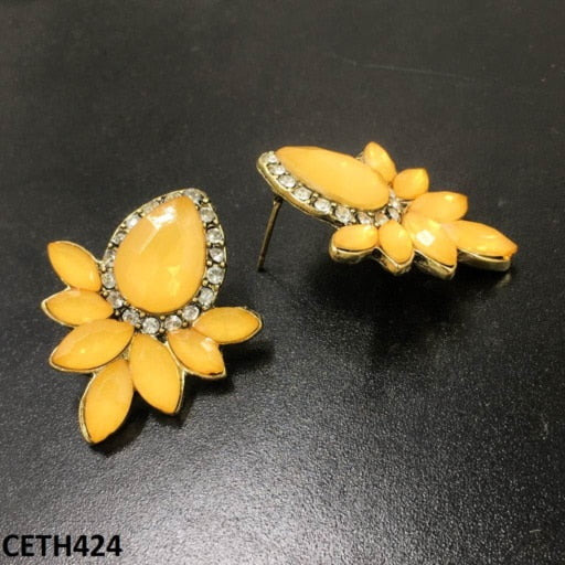 Step Pear Stud Tops Pair