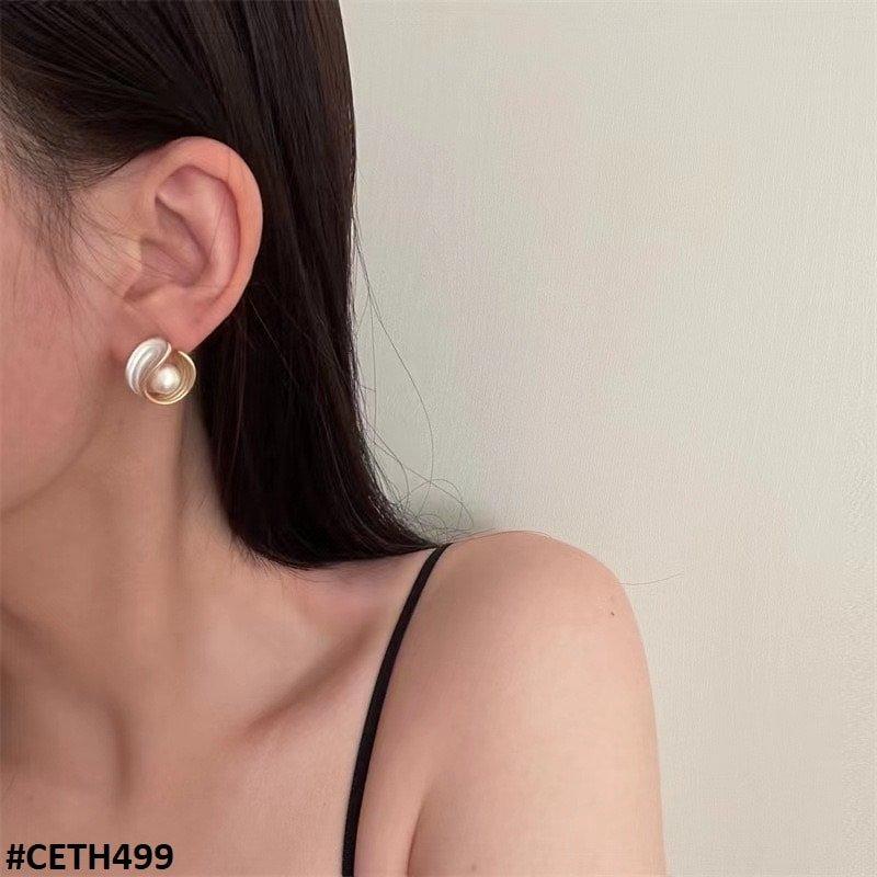 Round & Pearl Stud Tops Pair
