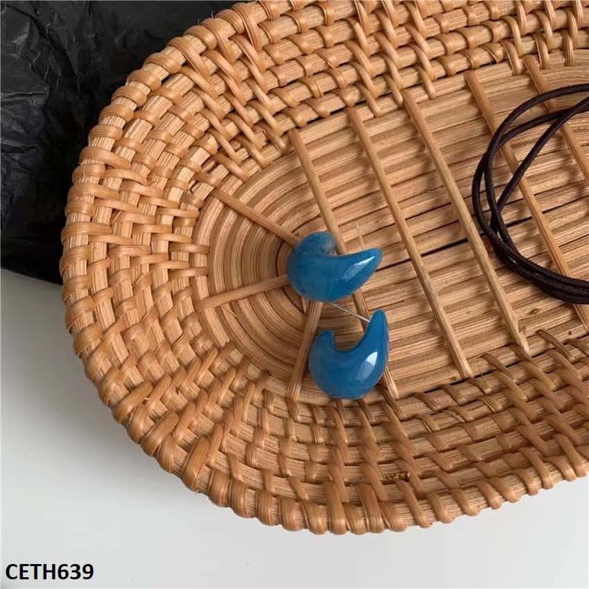 Blue Curved Stud Tops Pair