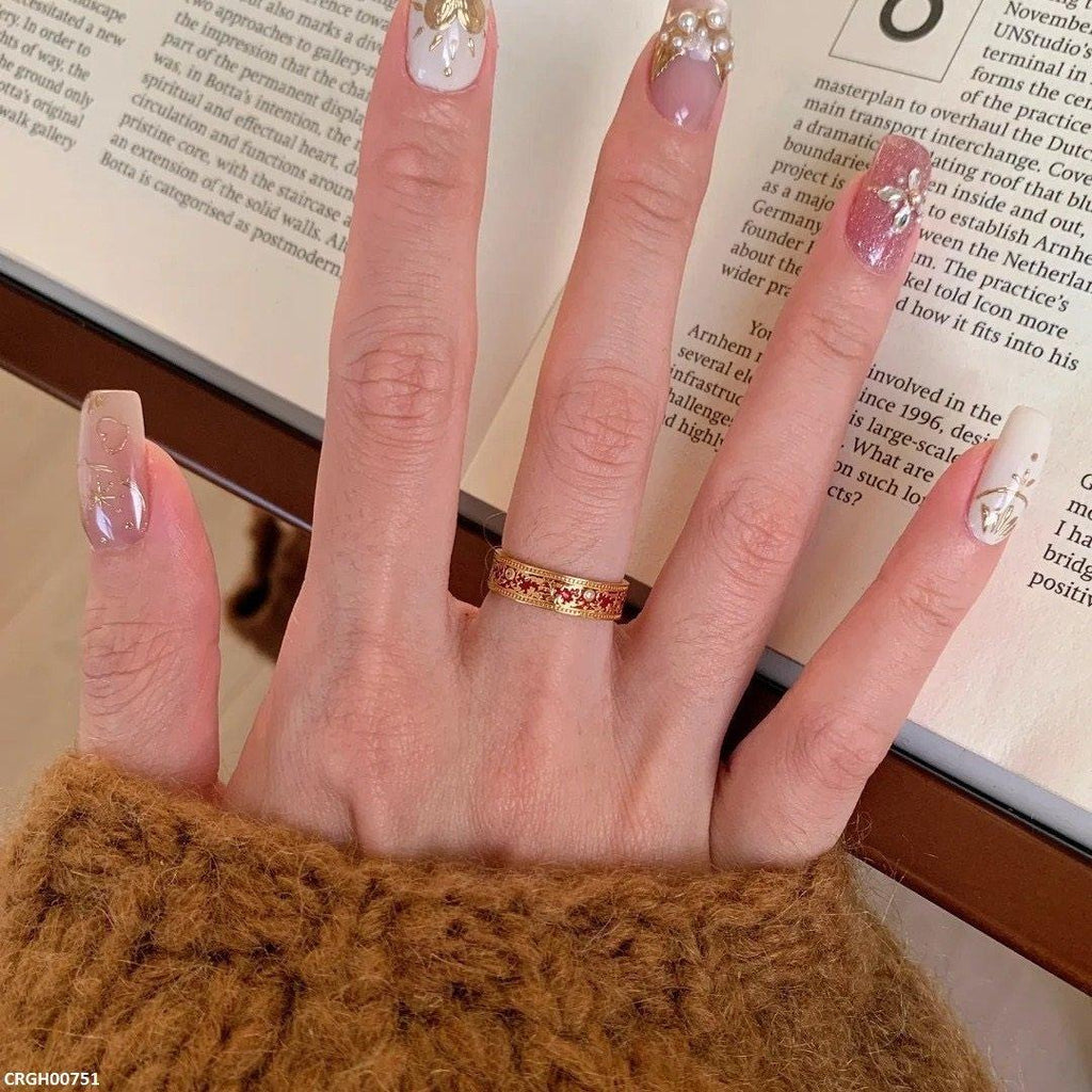 Crimson Blossom Adjustable Ring