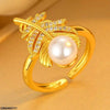 Leaf Pearl Ring Adjustable