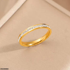 Stainless Steel Round Stone Ring