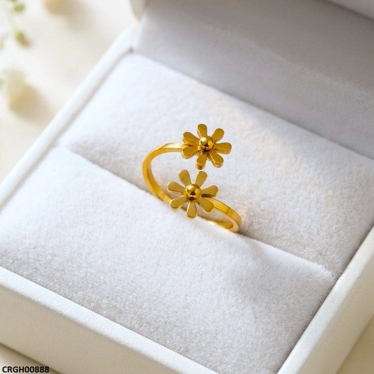 Stainless Steel Double flower Ring