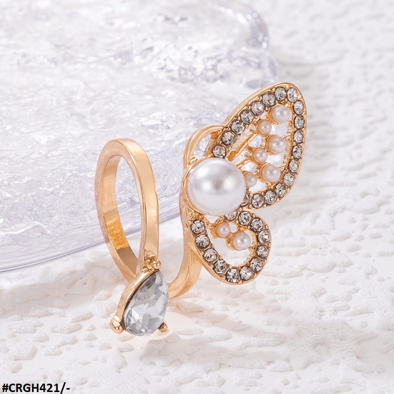 Butterfly/Pearl Adjustable Ring