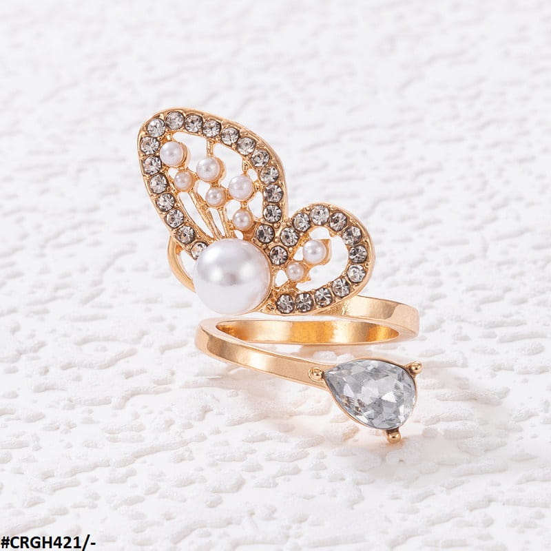 Butterfly/Pearl Adjustable Ring