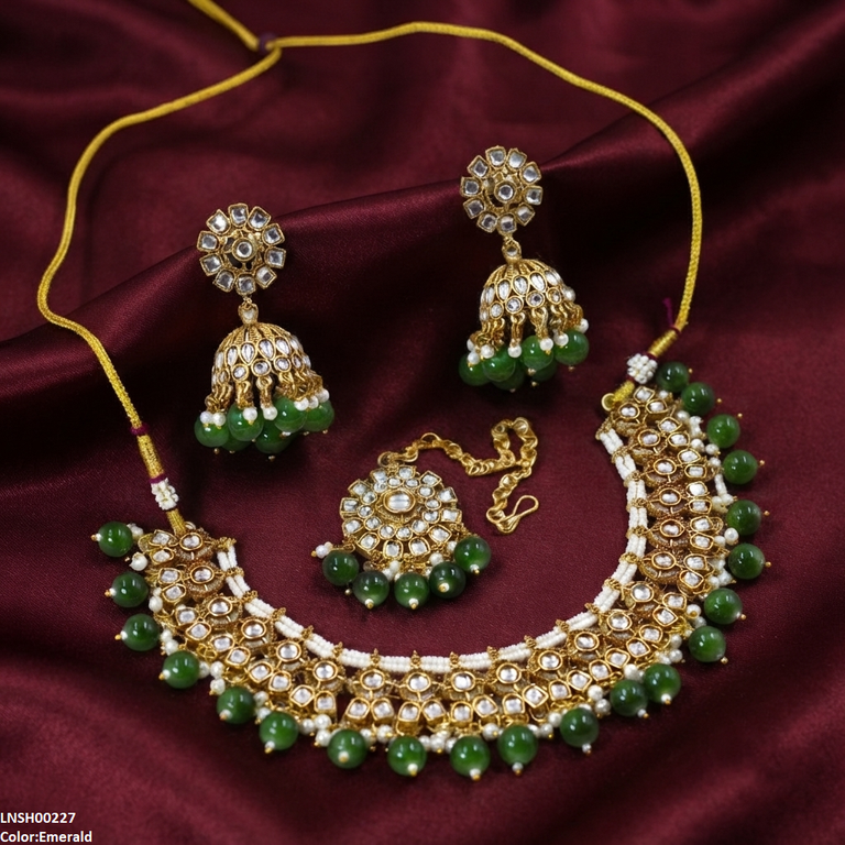 Round Flower Rajwari Necklace Set