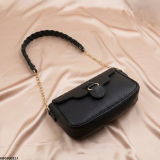 Willow Strap Jute Armpit Bag - Black