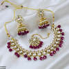 Marquise/Square Stone Pearl Drop Rajwari Necklace Set