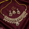 Flower Square Stone Pearl Drop Rajwari Necklace Set