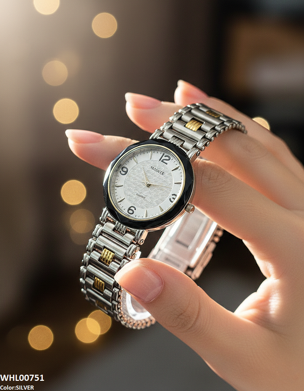 Round Black Bezel Women's Watch