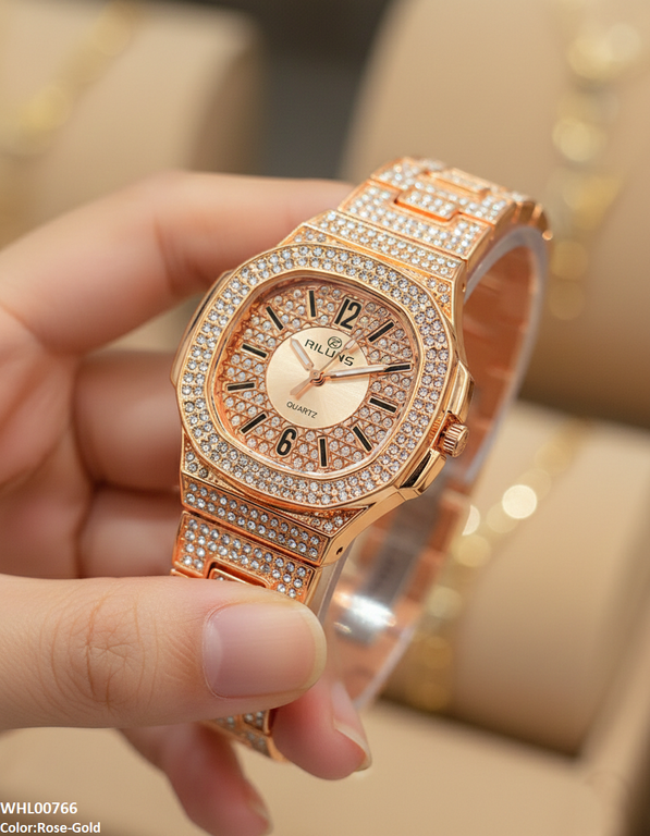 Rhinestone Round Dial Women's Watch