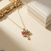 Stainless Steel Zircon Flower Bokeh Pendant